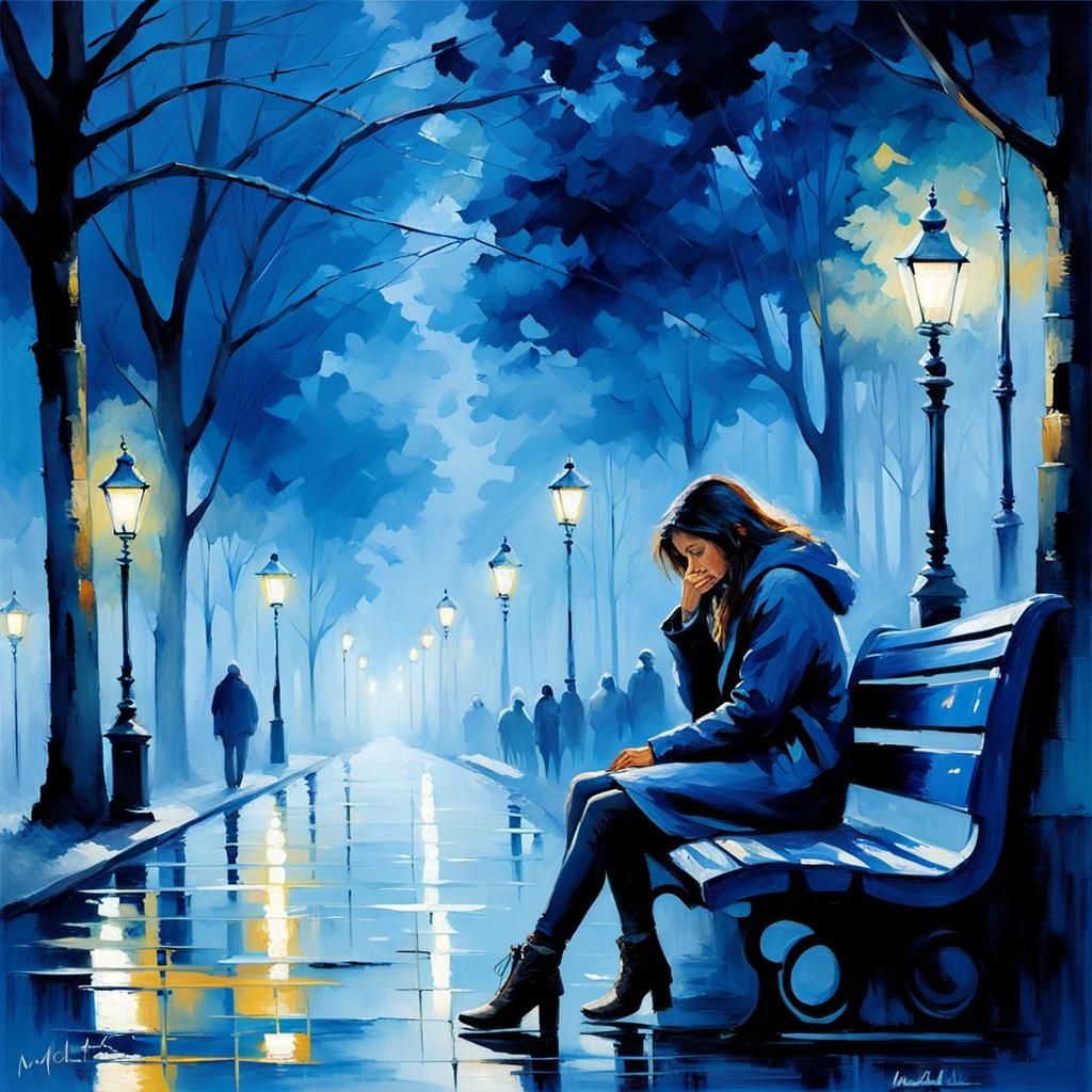 Monochromatic Art ( blue sadness)