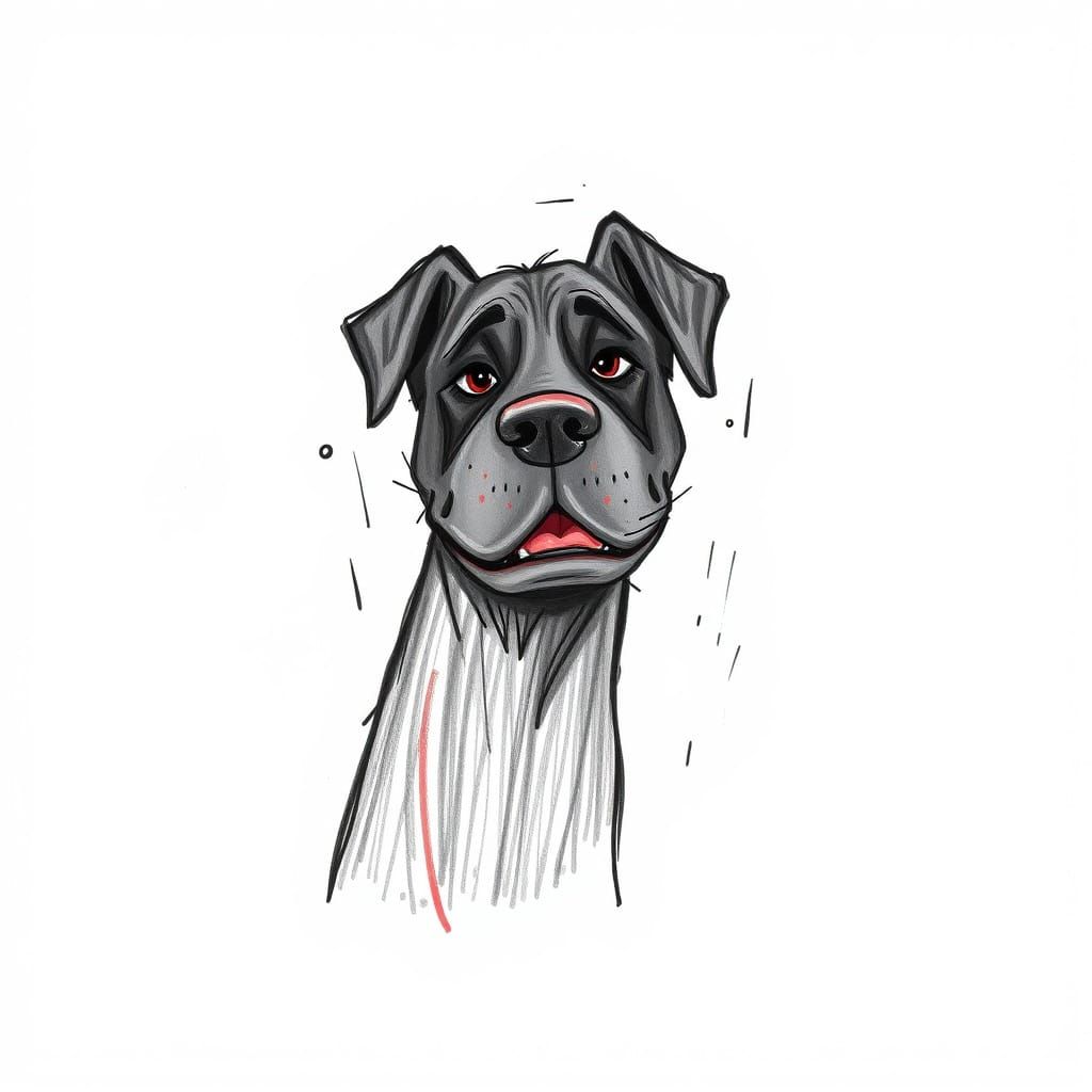 Stout Cane Corso Puppet in Playful Pastel Lines