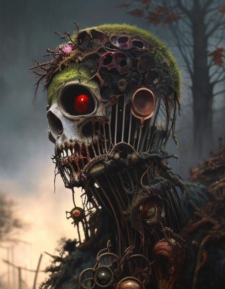 Eerie Zombie in a Fantastical Surreal Painting