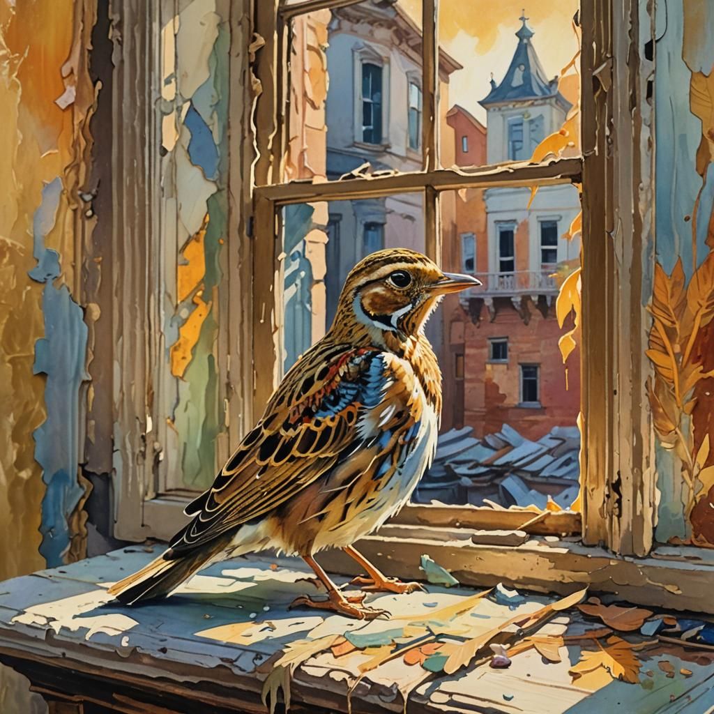 Lark Singing in Abandoned Room, as Impressionist Painting
