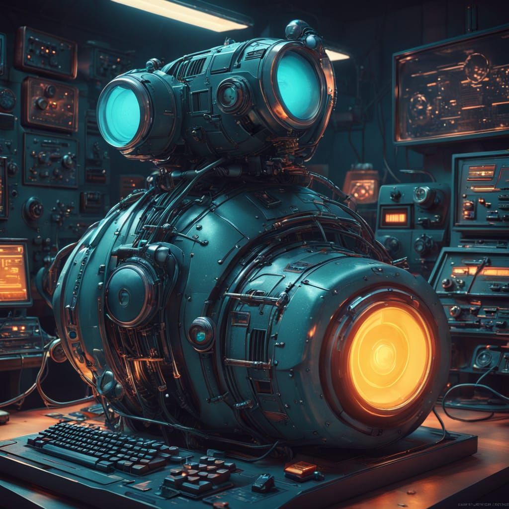 Vintage Retro-Futuristic Computer Masterpiece