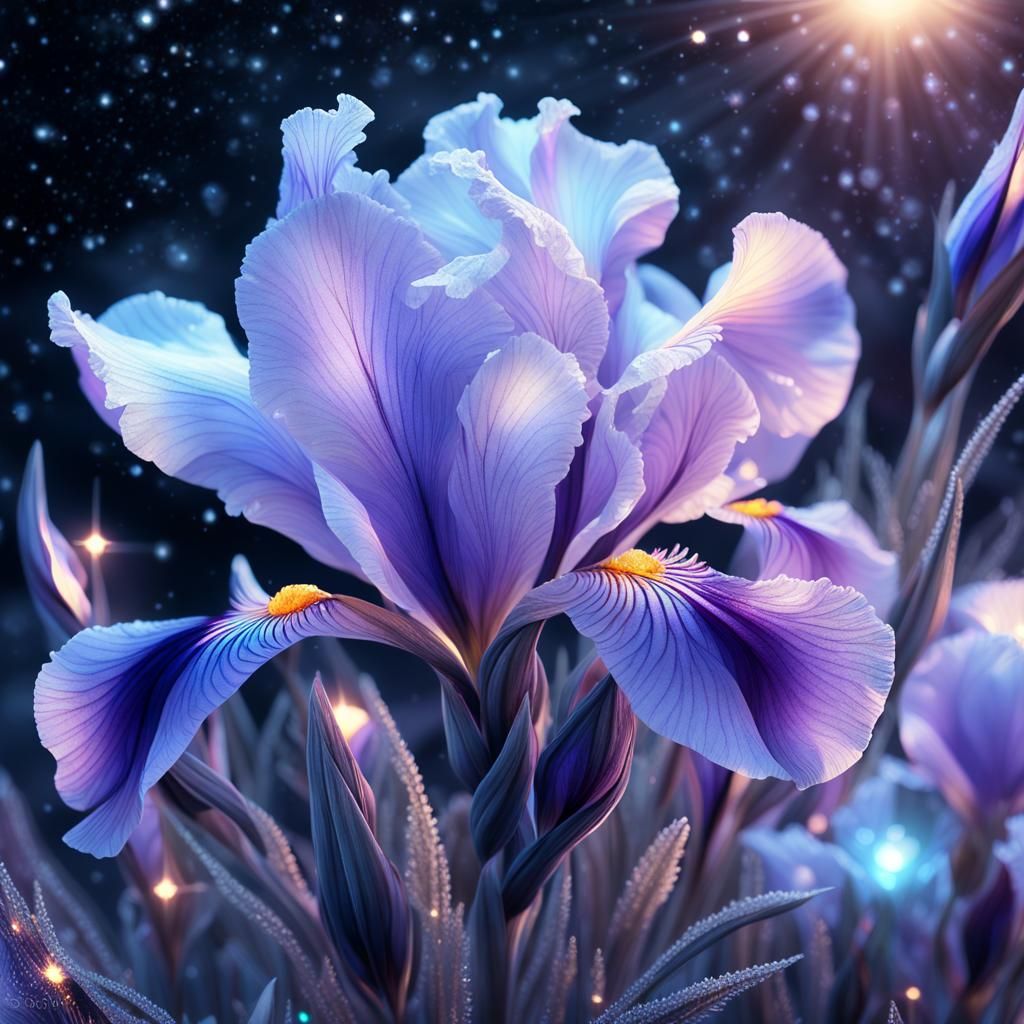 <lora:Dreamy Enchantment:1.0> Frozen Purple fire opal hologr...