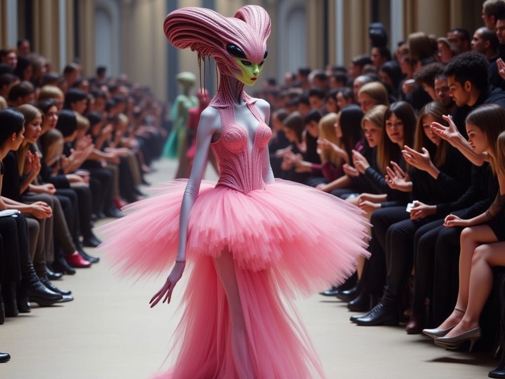 Flux Alien Struts Down Paris Runway in Whimsical Pink Tutu
