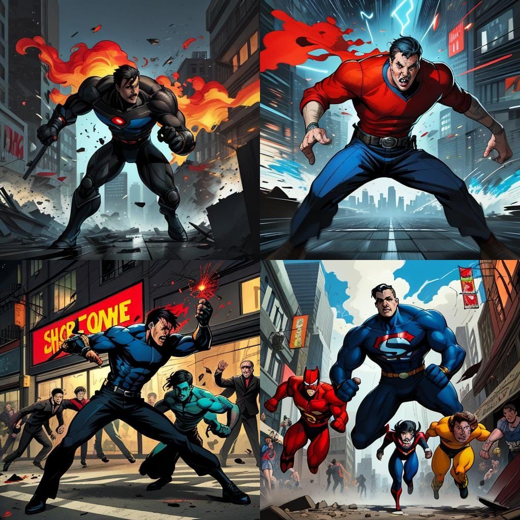 Comic Book Style Panic Scene