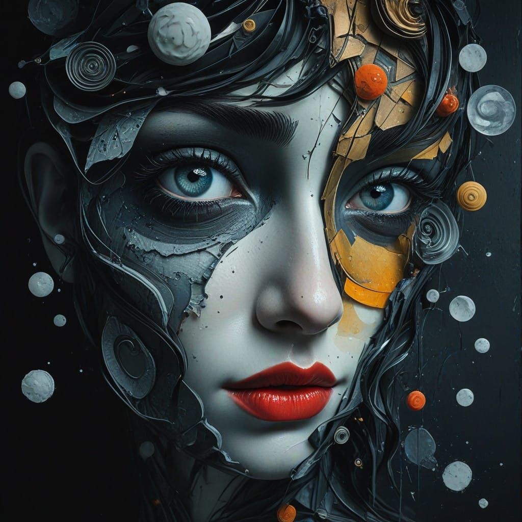 Surreal Anime Faces Dissolve into Abstract Chaos