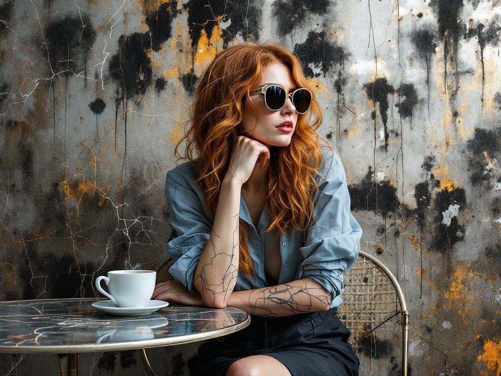 Surreal Café Scene in Industrial Aesthetic