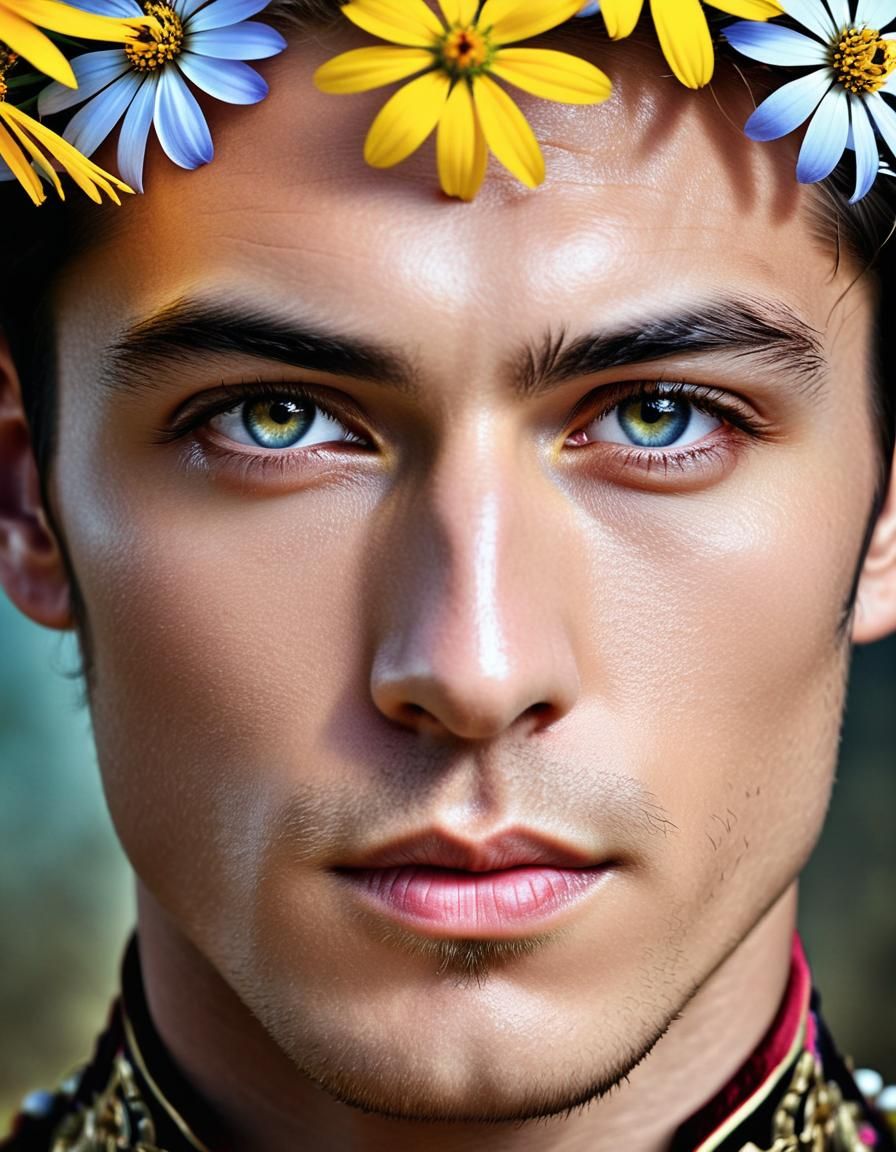 Intricate Flower God Portrait in Hyperrealistic Style