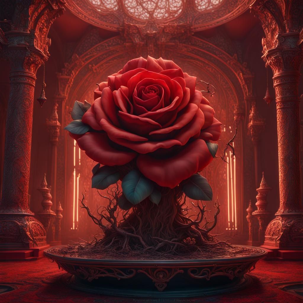 Velvety Red Rose: Detailed Matte Painting