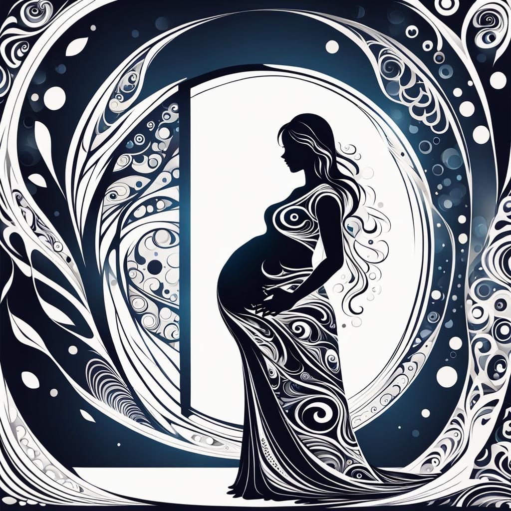 Silhouette of Pregnant Woman with Abstract Shading
