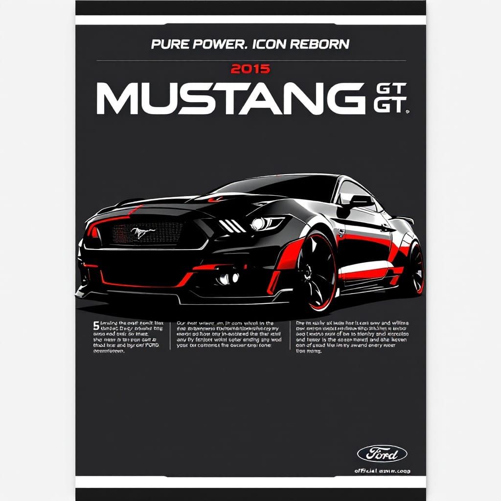 Bold Modern Poster for 2015 Ford Mustang GT in Metallic Red