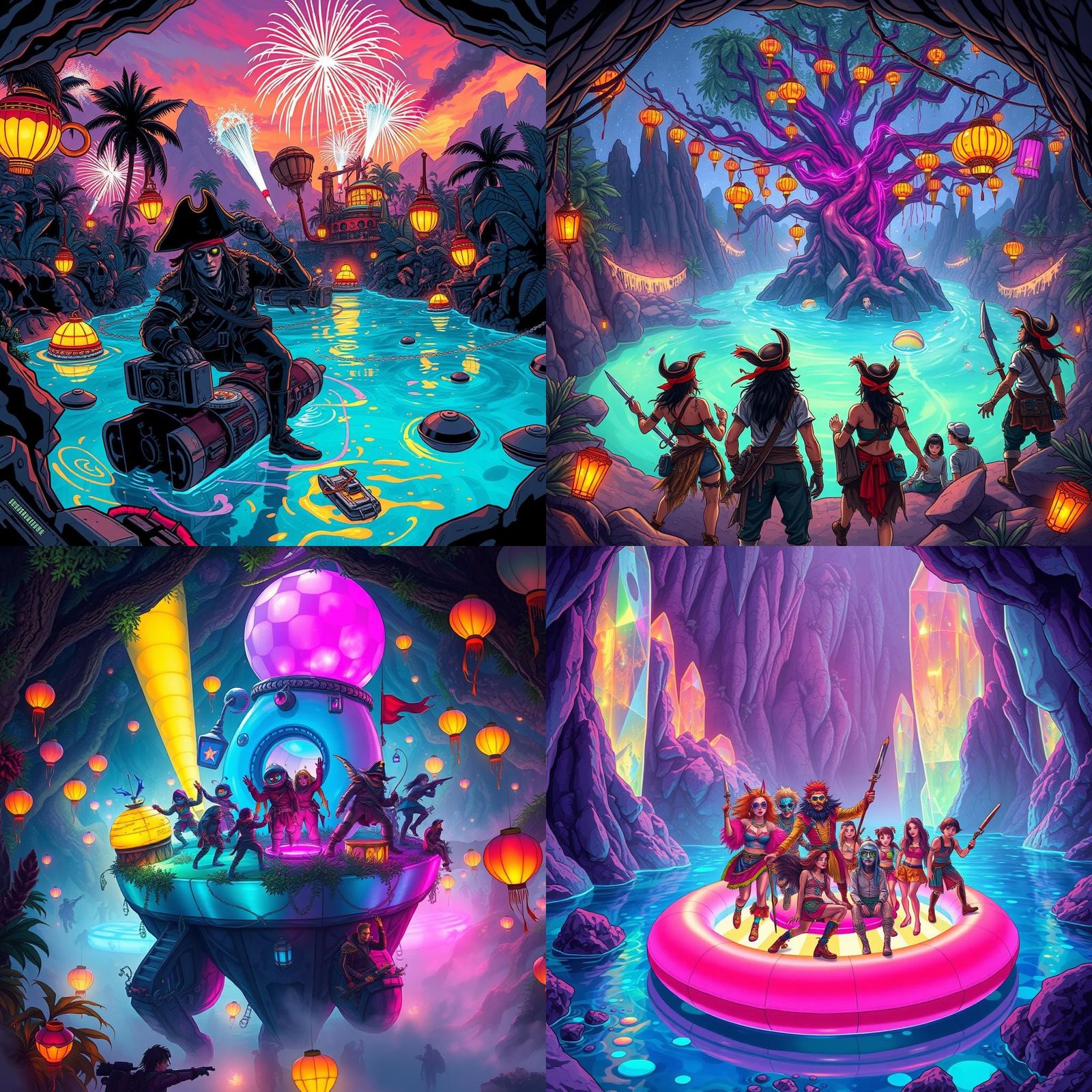 Space Pirates Party on Underground Island, Comic Art