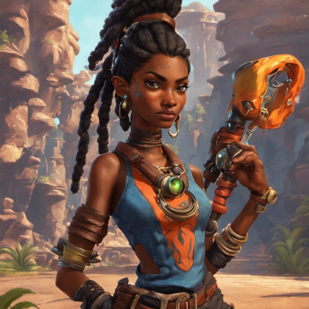 Jak and Daxter Style Black Girl Concept Art