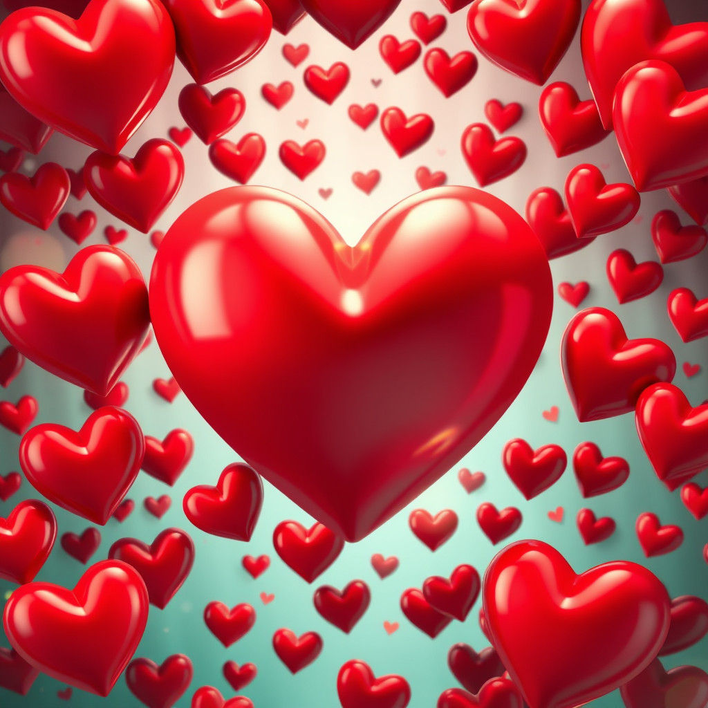 3D Cartoon Red Hearts in Unreal Engine