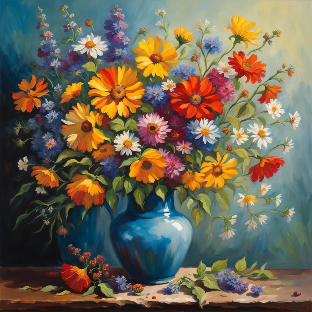Vibrant Summer Wildflowers in a Delicate Vase