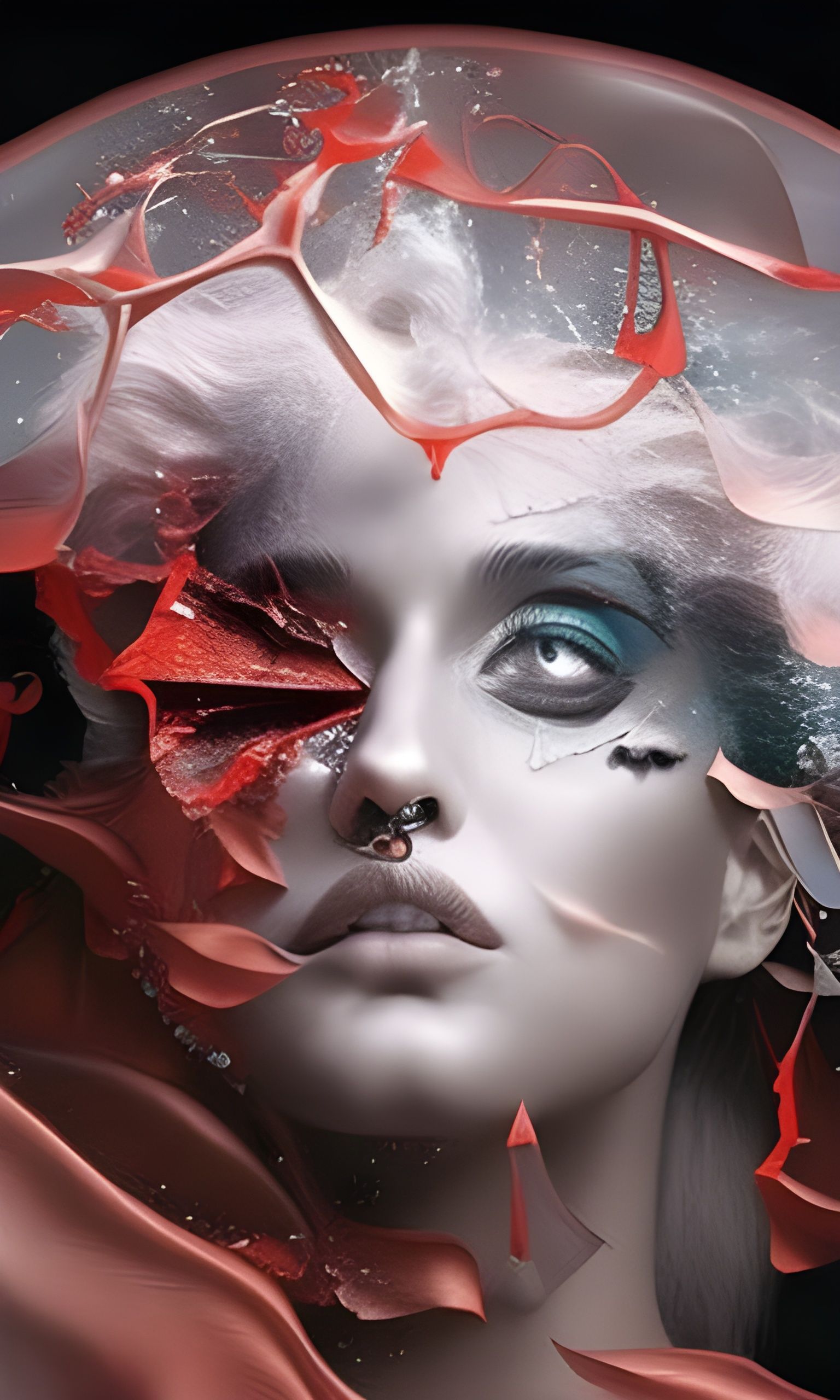 Broken Heart in Glass: Surreal Vintage Illustration