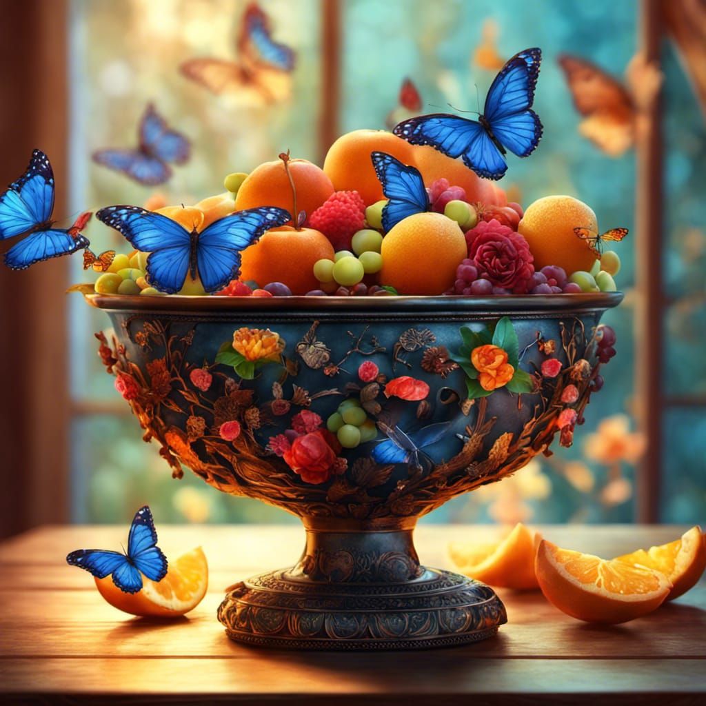 Fantasy Still Life with Fruit, Flowers and Butterflies