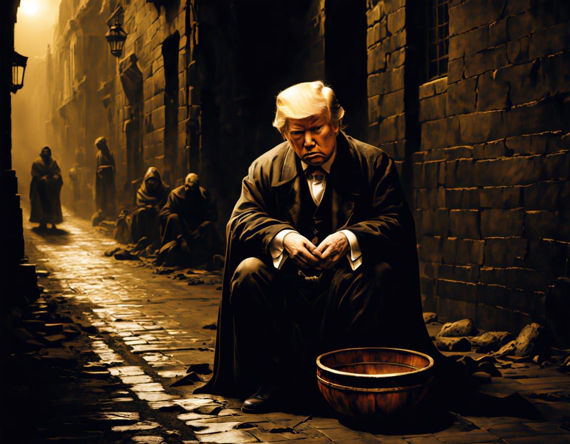 donald trump as a begger