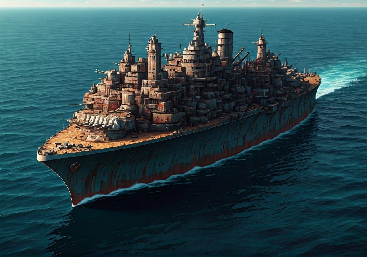 Gritty Industrial Metropolis on a Battleship