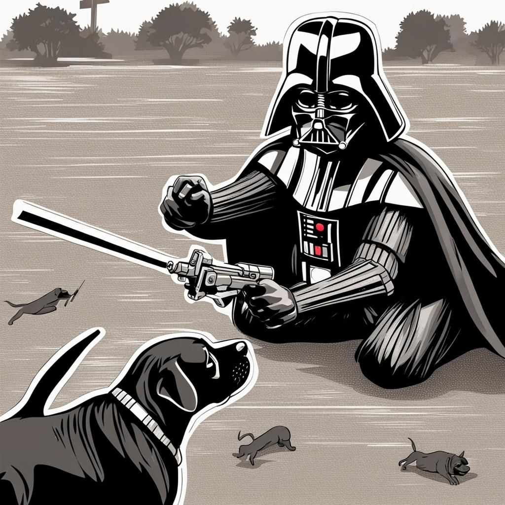 Cute Dog versus Darth Vader: A Playful Battle