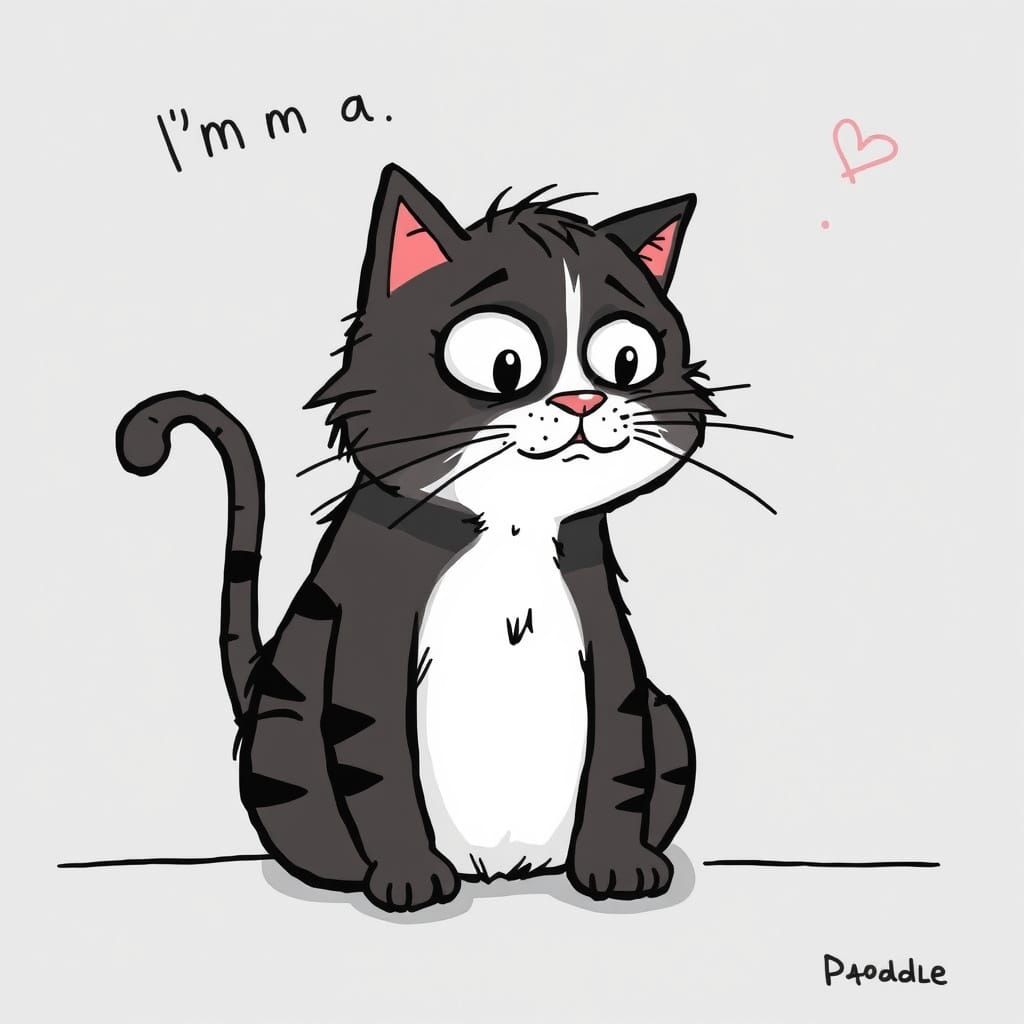 Frazzled Cartoon Cat Doodle