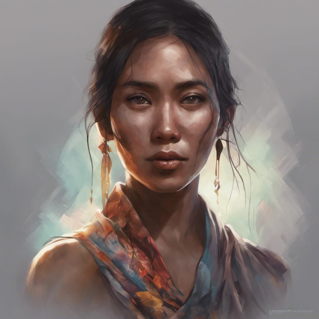 Shrouded Filipino Woman: Hyperdetailed Digital Portrait