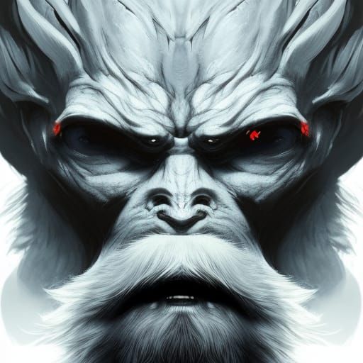 Detailed Devil Yeti Portrait in Volumetric Lighting
