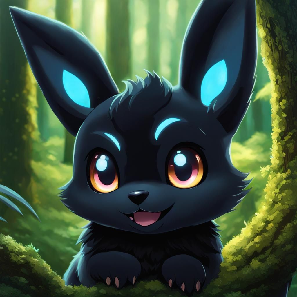 Adorable Umbreon in Eerie Moonlight Forest