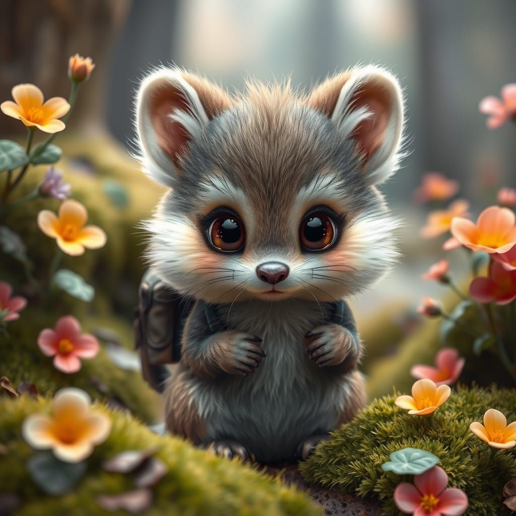 Hyperrealistic Furry Animal in Detailed Forest