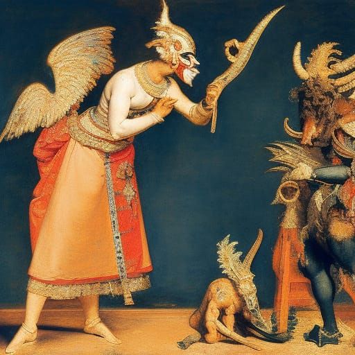 Fantastic Horned Creature Teaching Morality