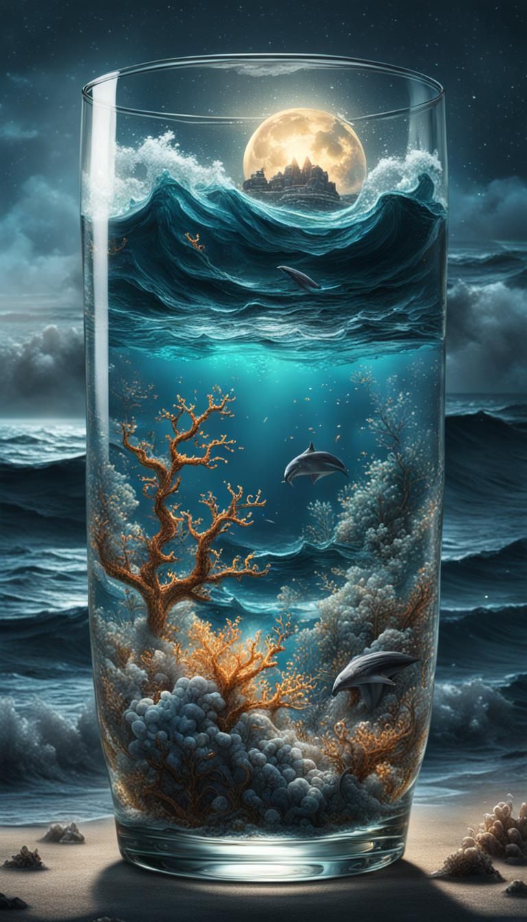 Ocean in a Glass at Midnight: Digital Matte Painting