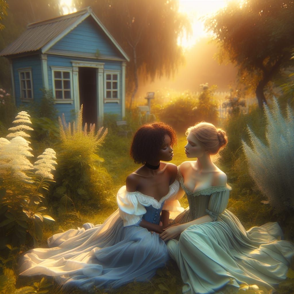 Dreamy Garden Encounter in Soft Focus