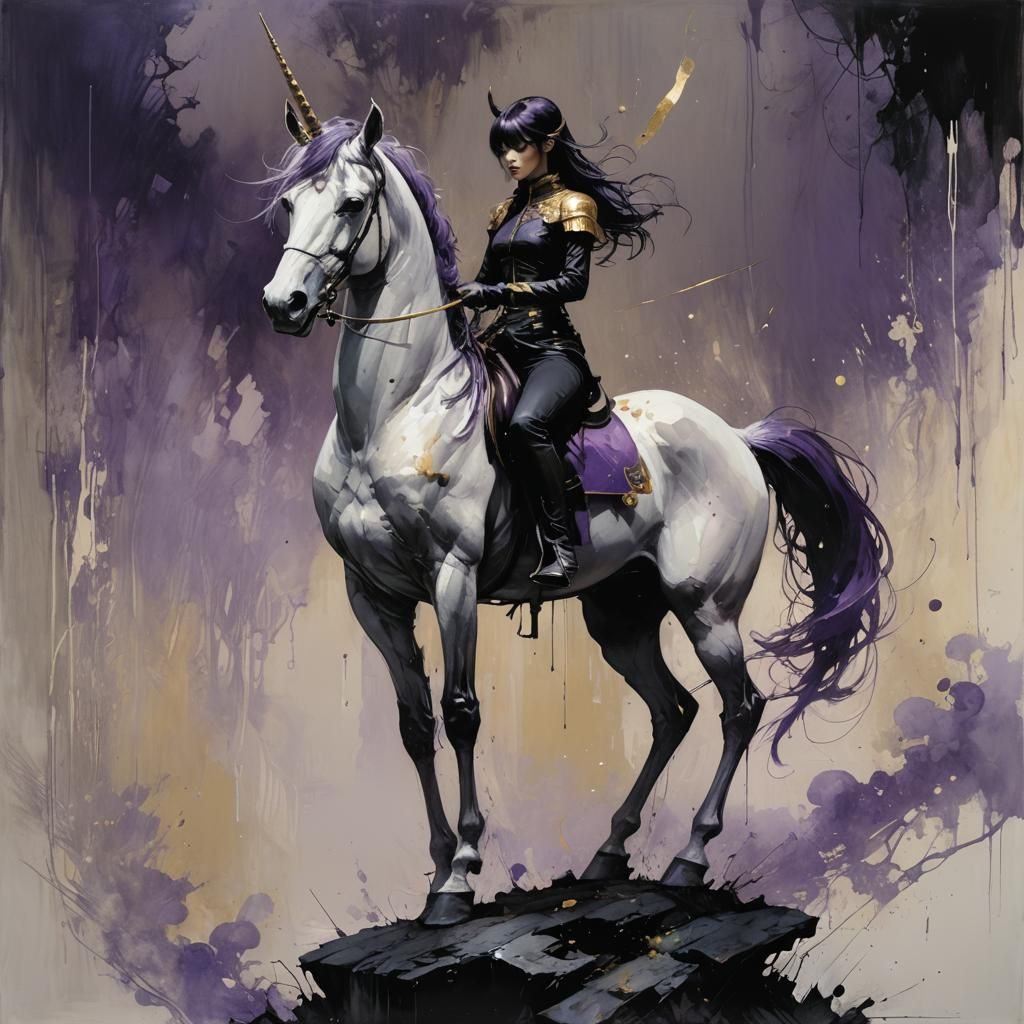 Unicorn in Dark Fantasy Fusion Style