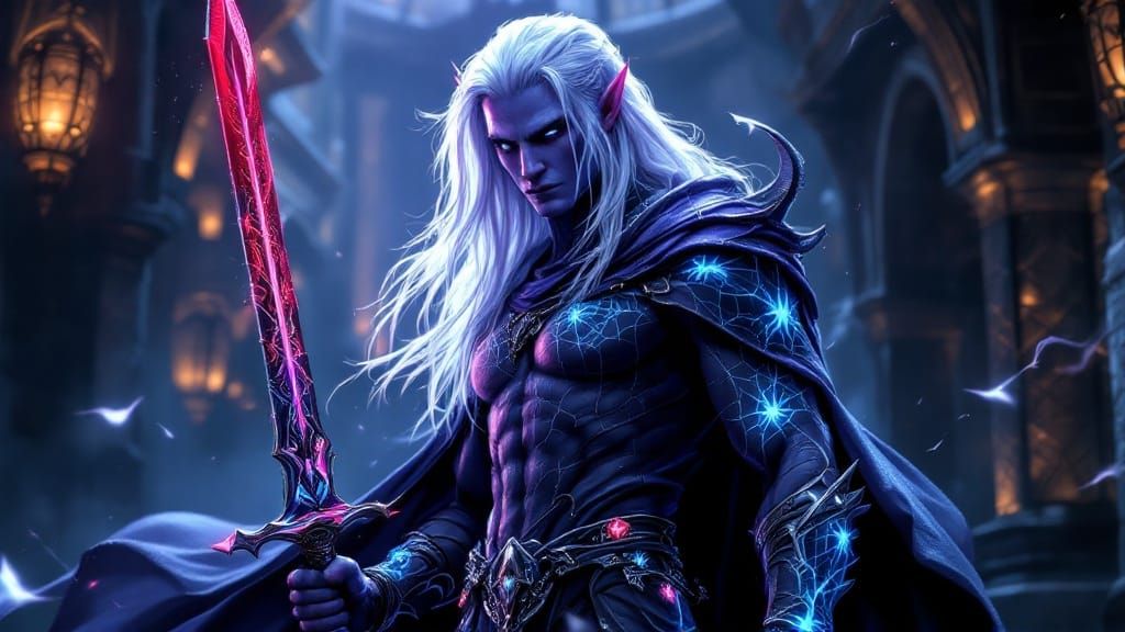 Dark Elf Hero in Violet Armor