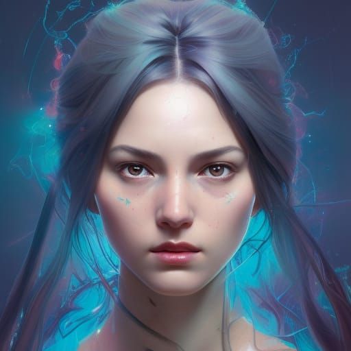 Detailed Earth Girl Portrait in Art Nouveau Style