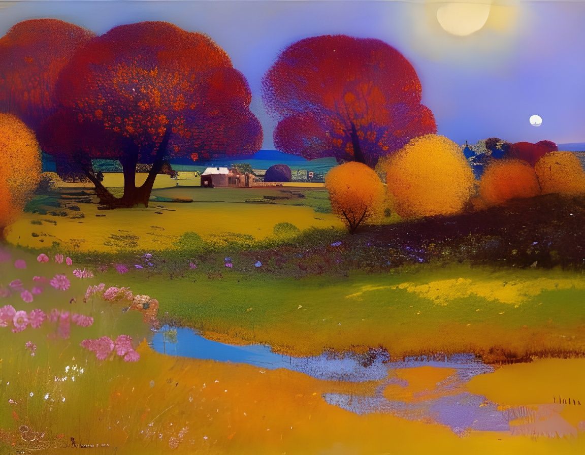 Floral Meadow Reflection by Odilon Redon, Watercolour