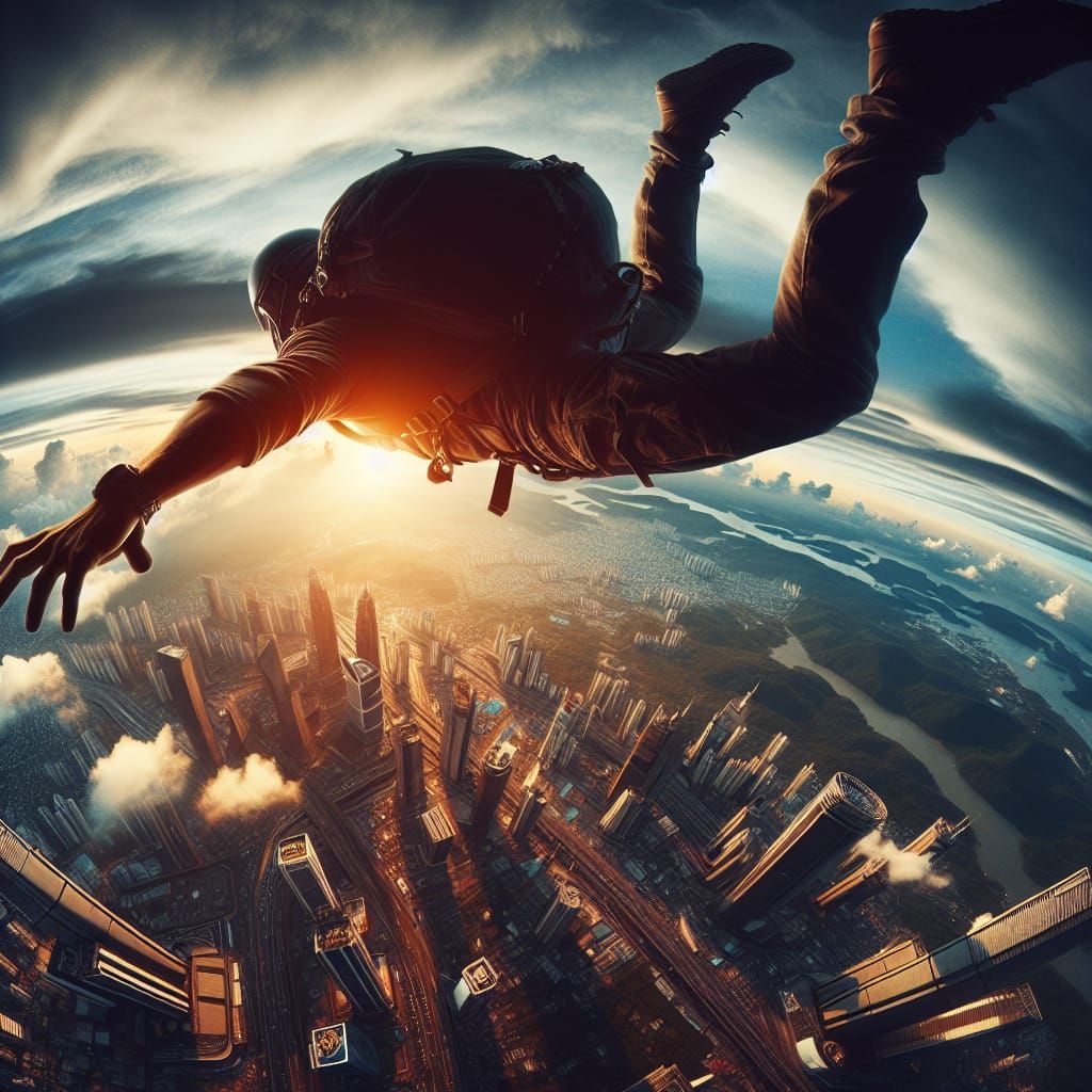 Thrilling Freefall Perspective from Great Height