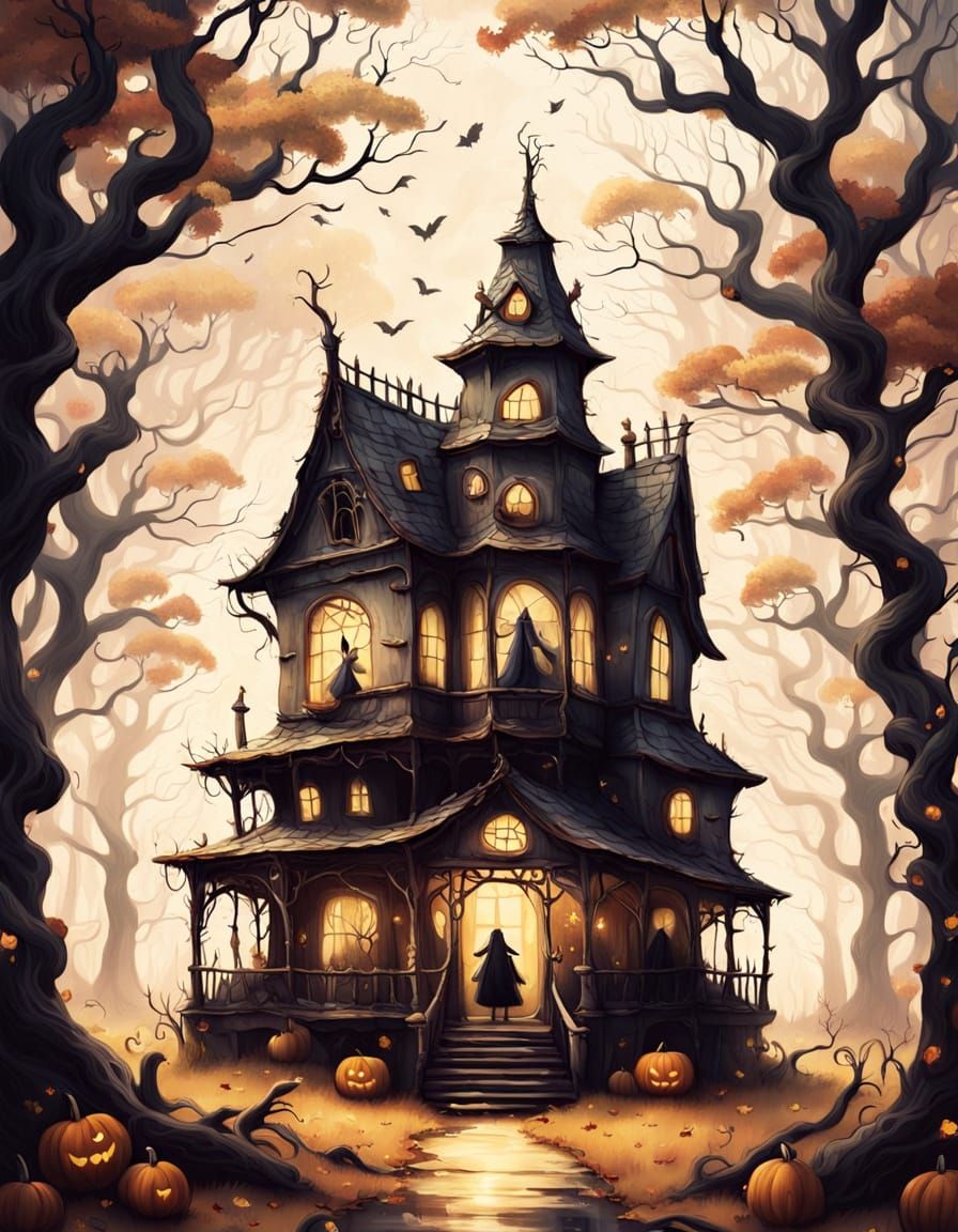 Haunted House in Autumn Gloomcore Style