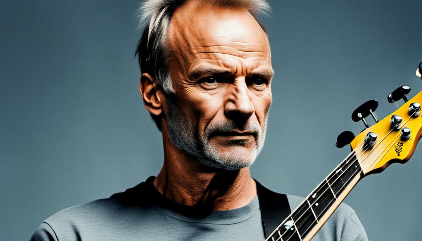 Sting Close-Up with Bass Guitar in Abstract Art