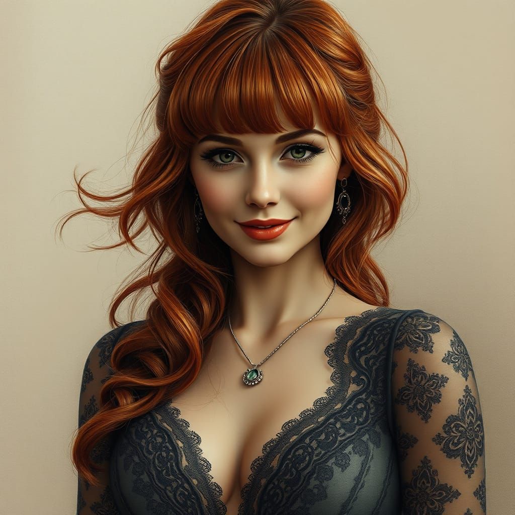 Hyperrealistic Woman Portrait in Industrial Baroque Style