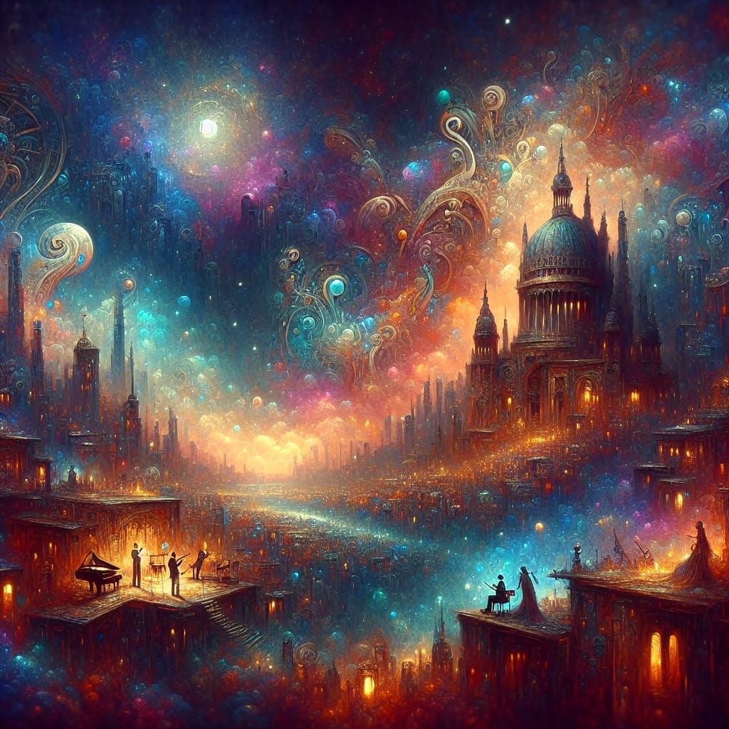 Fantastical Jazz Day Matte Painting in 8K Resolution