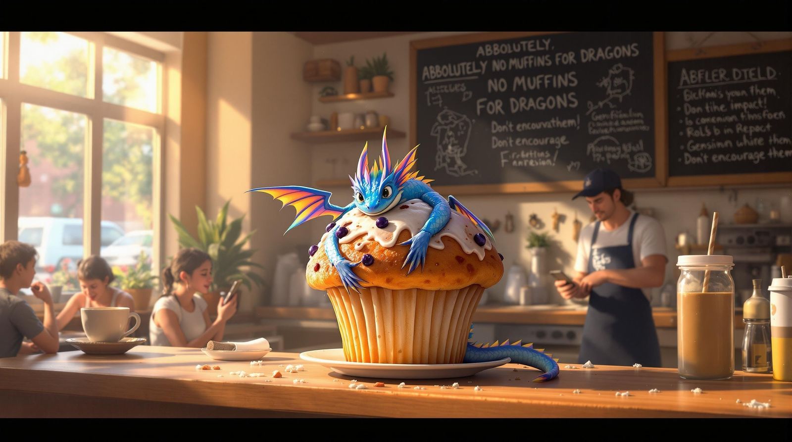 Tiny Dragons Steal the Show in Whimsical Café Heist