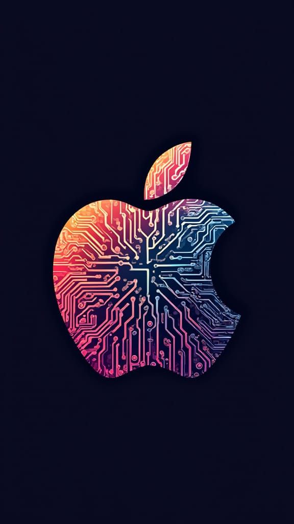 Innovative Apple Logo as Circuit Board, Vibrant Vector Desig...