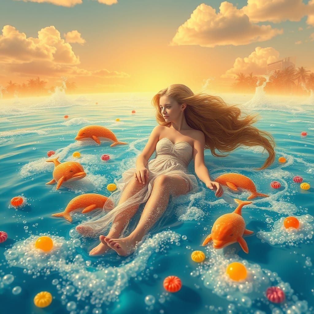 Soda Sea Dreamscape with Candy Dolphins
