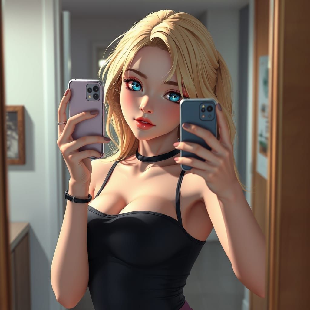 Confident Beauty in Hyper-Detailed 3D Anime Style