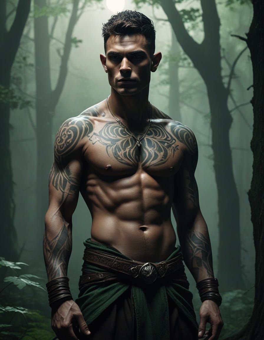 Wood Elf Monk in a Dark Fantasy Landscape