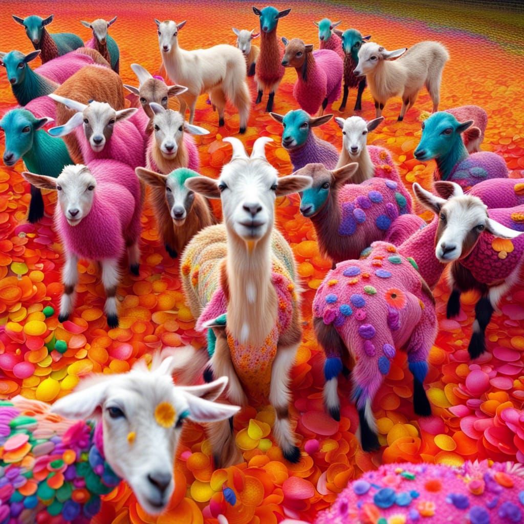 Baby Goats in Pajamas Flower Petal Blizzard