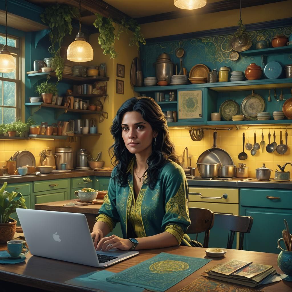 Woman at Kitchen Table: Fantasy Concept Art