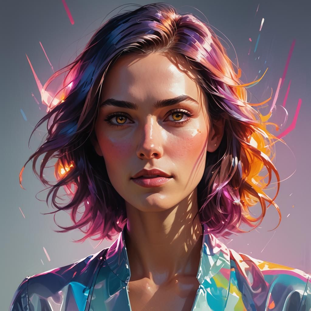 Glamorous Woman on Magazine Cover, Art Nouveau Digital Paint...