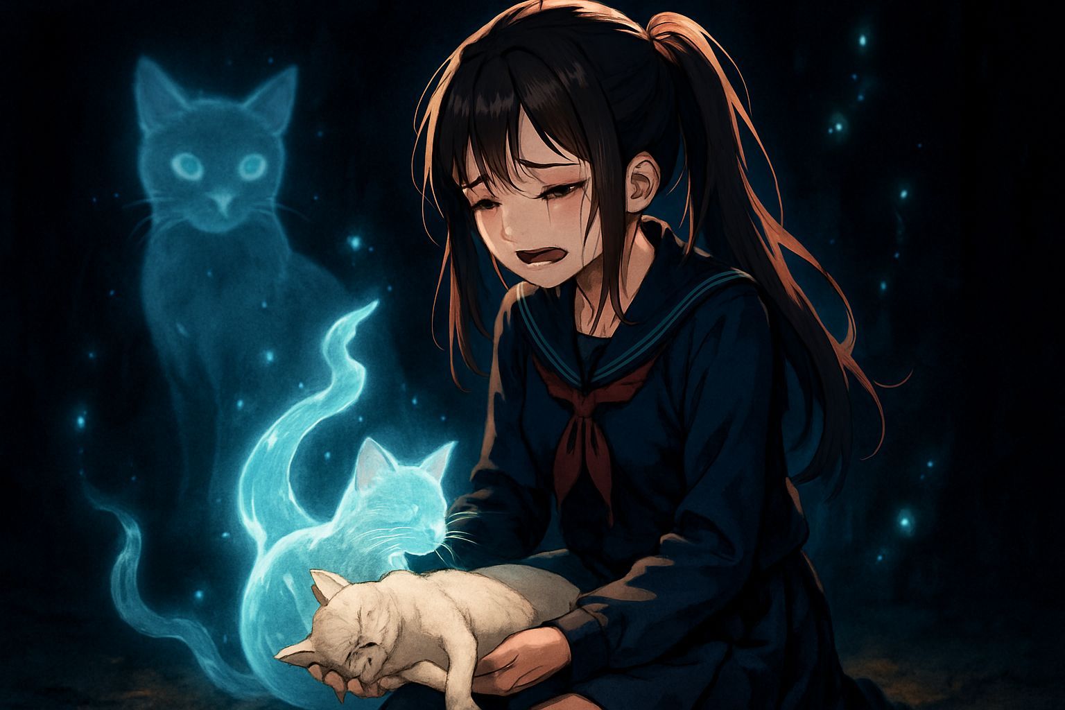 Anime Girl's Heartbreak: A Spirit's Farewell