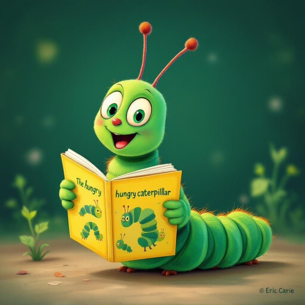 Happy Caterpillar Reads "The Hungry Caterpillar"